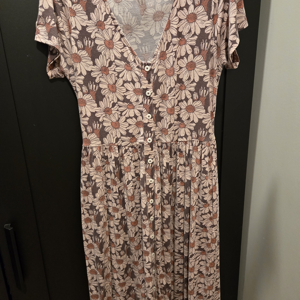 Kate Quinn Floral Midi Dress in Brown and Cream